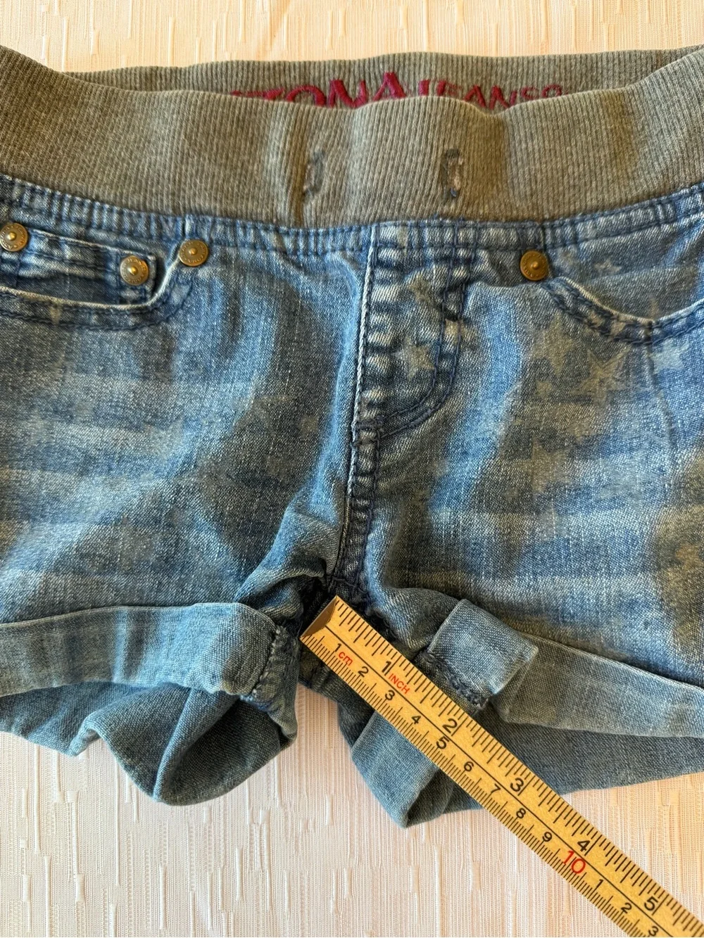 Arizona Girls Blue Denim Stretch Waist Shortie size 8